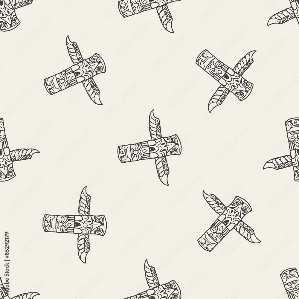 Totem Pole doodle seamless pattern background Totem Pole doodle seamless pattern background