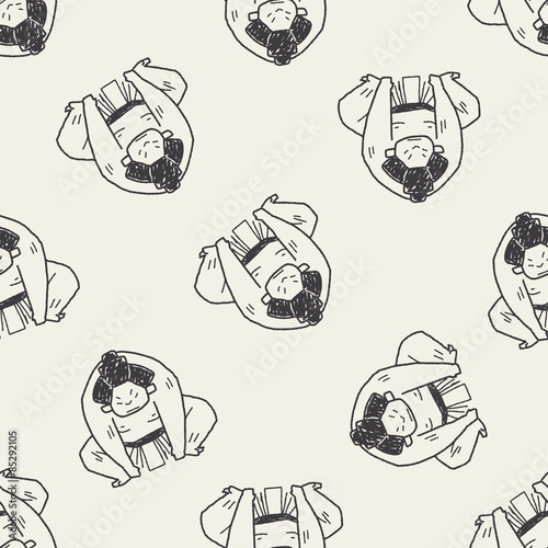 sumo doodle seamless pattern background