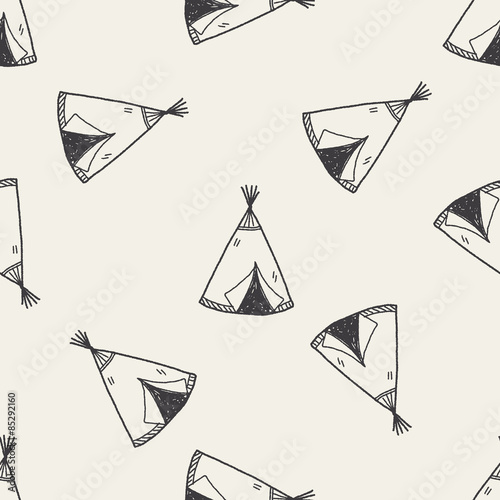 Indians tent doodle seamless pattern background