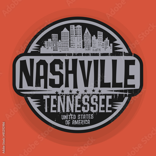Stamp or label with name of Nashville, Tennessee