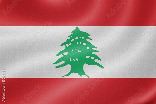 Lebanon flag on the fabric texture background