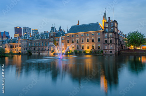 Binnenhof palace, place of Parliament at Dusk