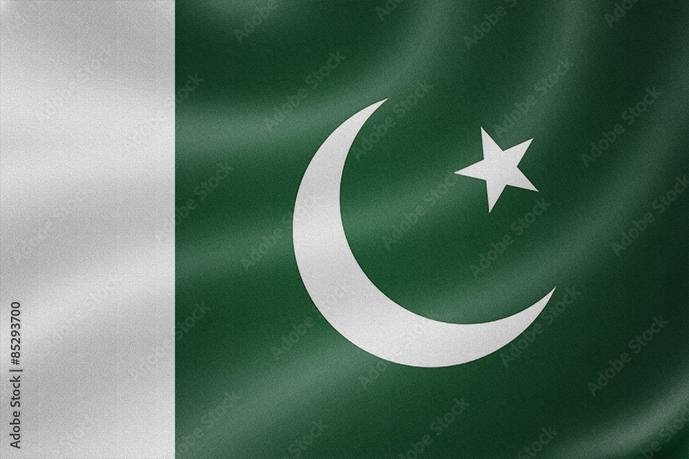 Pakistan flag on the fabric texture background Pakistan flag on the fabric texture background