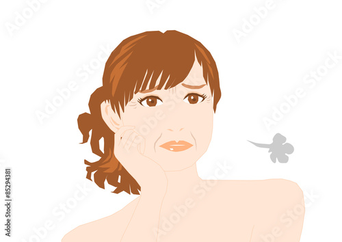 肌のシワに悩む女性のイラスト