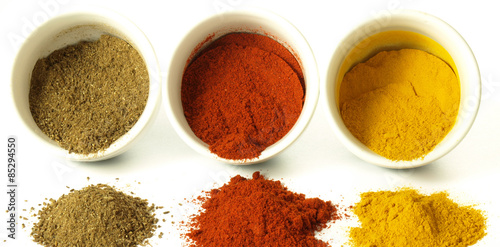 Indian spices on isolated background