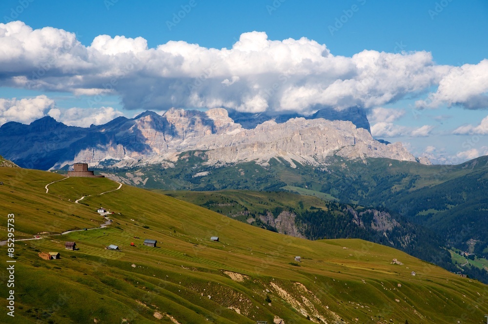 View from Marmolada mountain, Alps, Italy