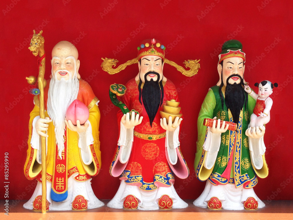 Good Fortune (Fu,Hok), Prosperity (Lu,Lok), and Longevity (Shou,Siu) statue
