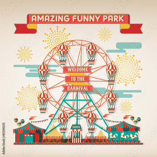 FUNNY PARK CARNIVAL DAY SCENE ELEMENTS