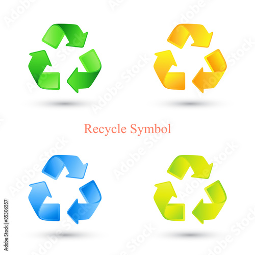 Colorful set of recycle signs. Vector illustration