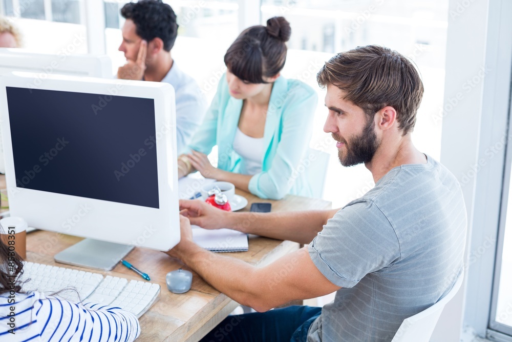 Fototapeta premium Creative businessman talking with his colleagues