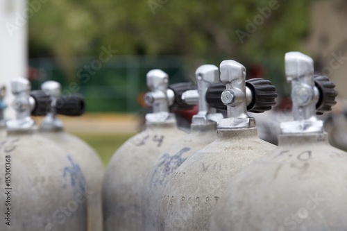 Scuba tanks on the dock