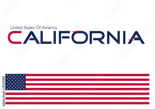 California calligraphy with united states of America flag colors