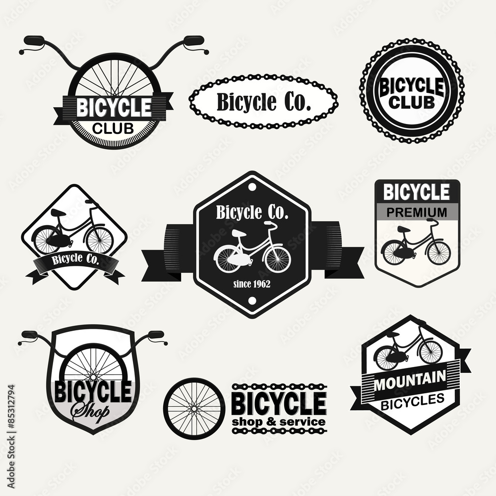 Fototapeta premium Bicycle shop & service logotypes set