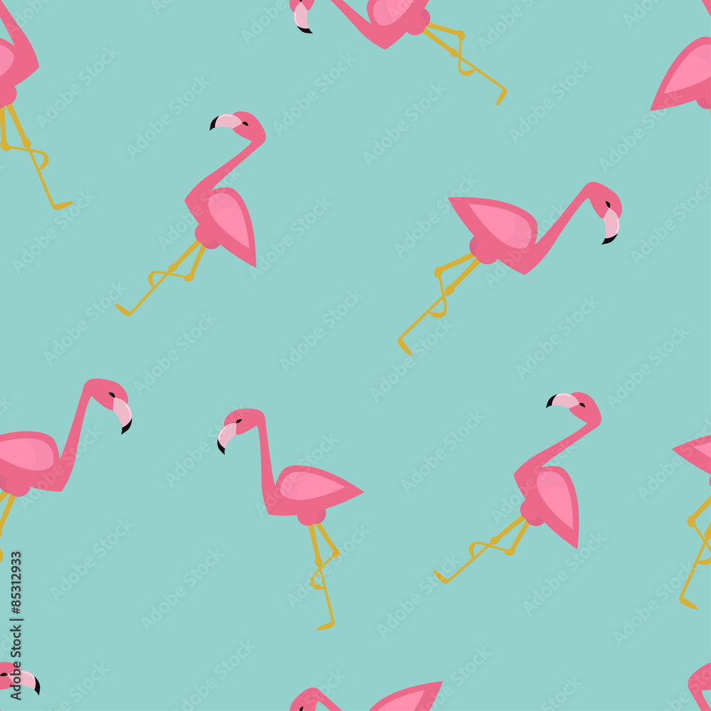 Naklejka premium Seamless vector pattern with flamingo