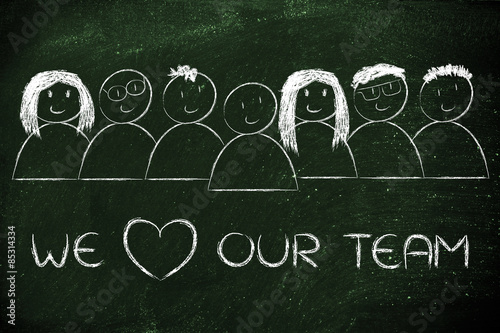 Canvas Print group of people expressing happiness and diversity, we love our