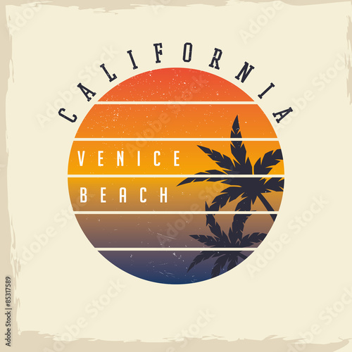 California Venice Beach. T-shirt graphics.
