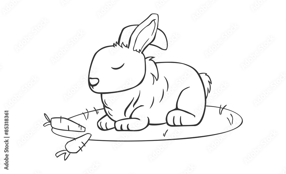 Rabbit line art vector image illustration for coloring art Stock Vector ...