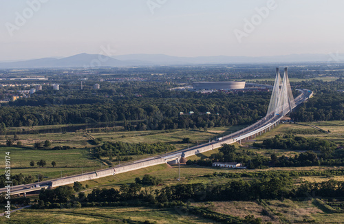 aerial view of highway bridge in Wroclaw city