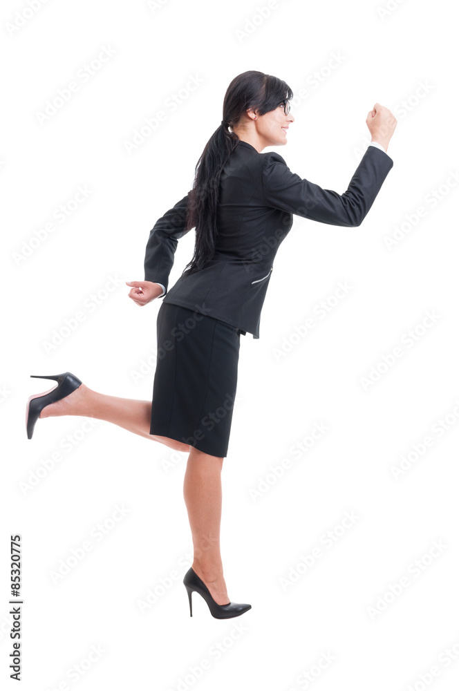 Business woman or saleswoman running Business woman or saleswoman running