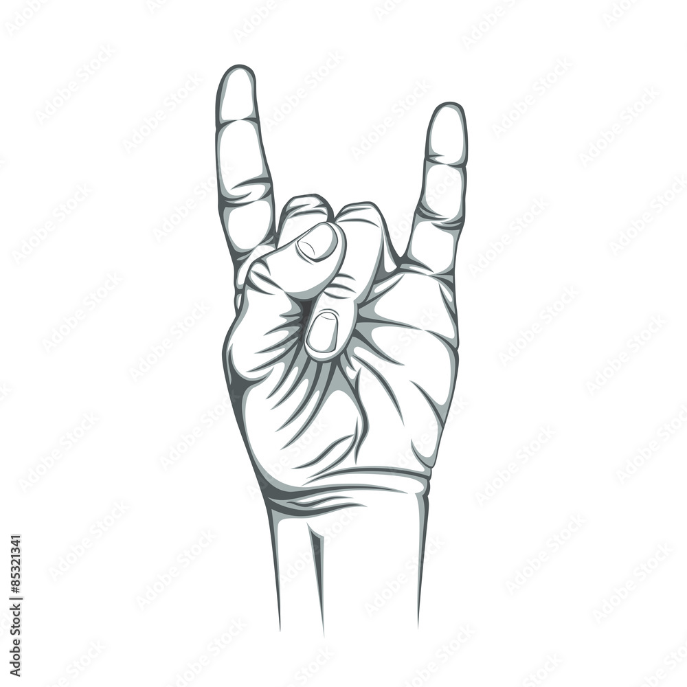 Fototapeta premium Rock n roll sign, isolated on white background.