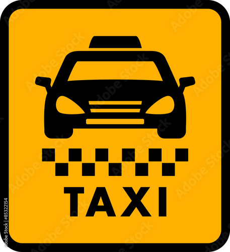 cab car silhouette on yellow taxi icon