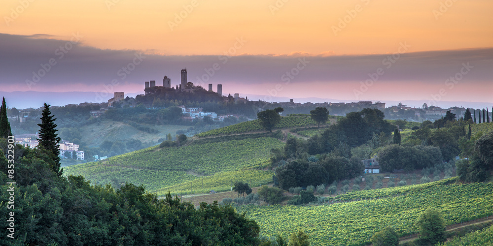 Naklejka premium San Gimignano landscape, Italy