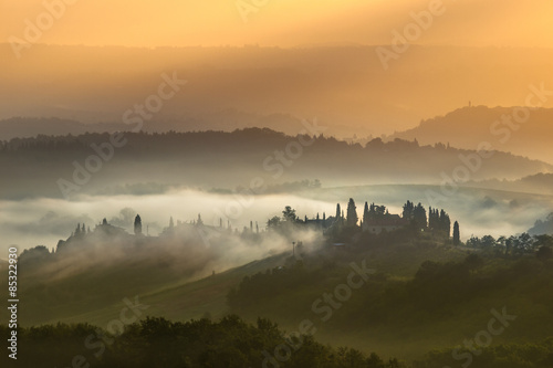 Tuscan Village Landscape in the early morning