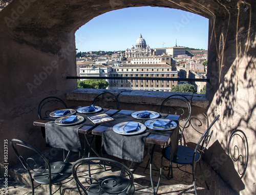 Photography View from the tower of Saint Angelo on Vatican, Italy