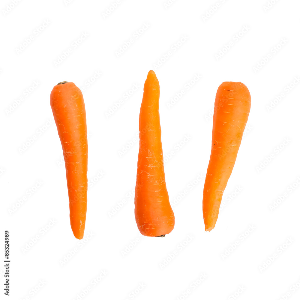 Fresh and sweet carrot isolated on white background..