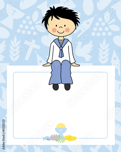 boy communion card. Space for text or photo