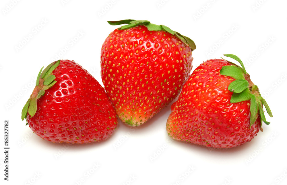 Three fresh strawberries