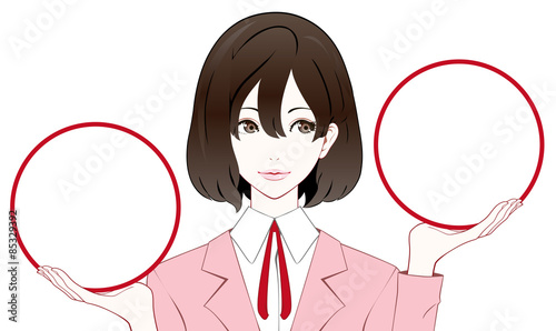 スーツの女性　枠を持つ　選ぶ