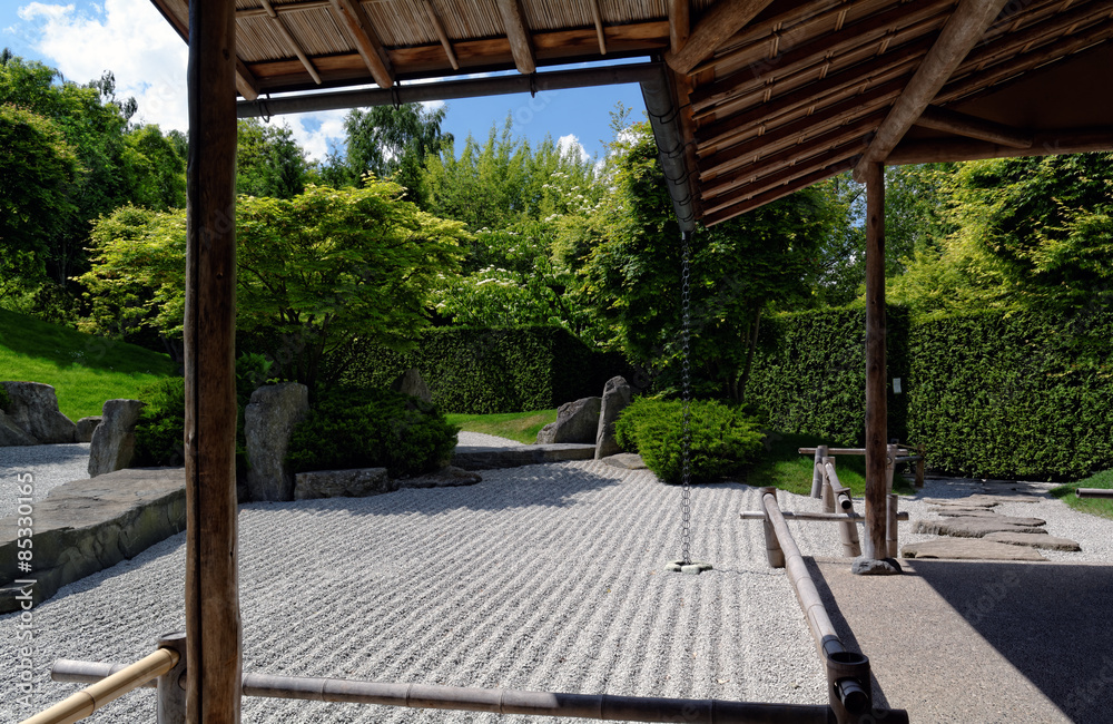 Japanese zen garden in famous “Gardens of the World” in Berlin, Germany Japanese zen garden in famous “Gardens of the World” in Berlin, Germany