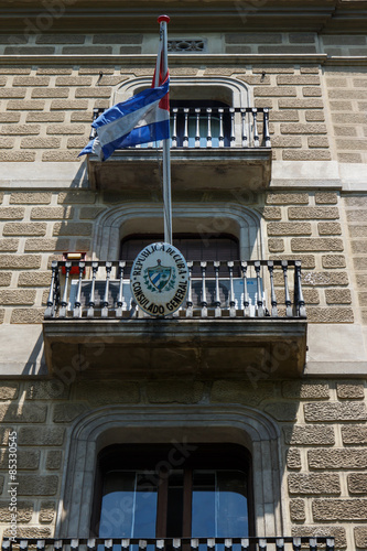 Barcelona, Catalunya- june 12th 2015: cuban embassy balcony outdoors