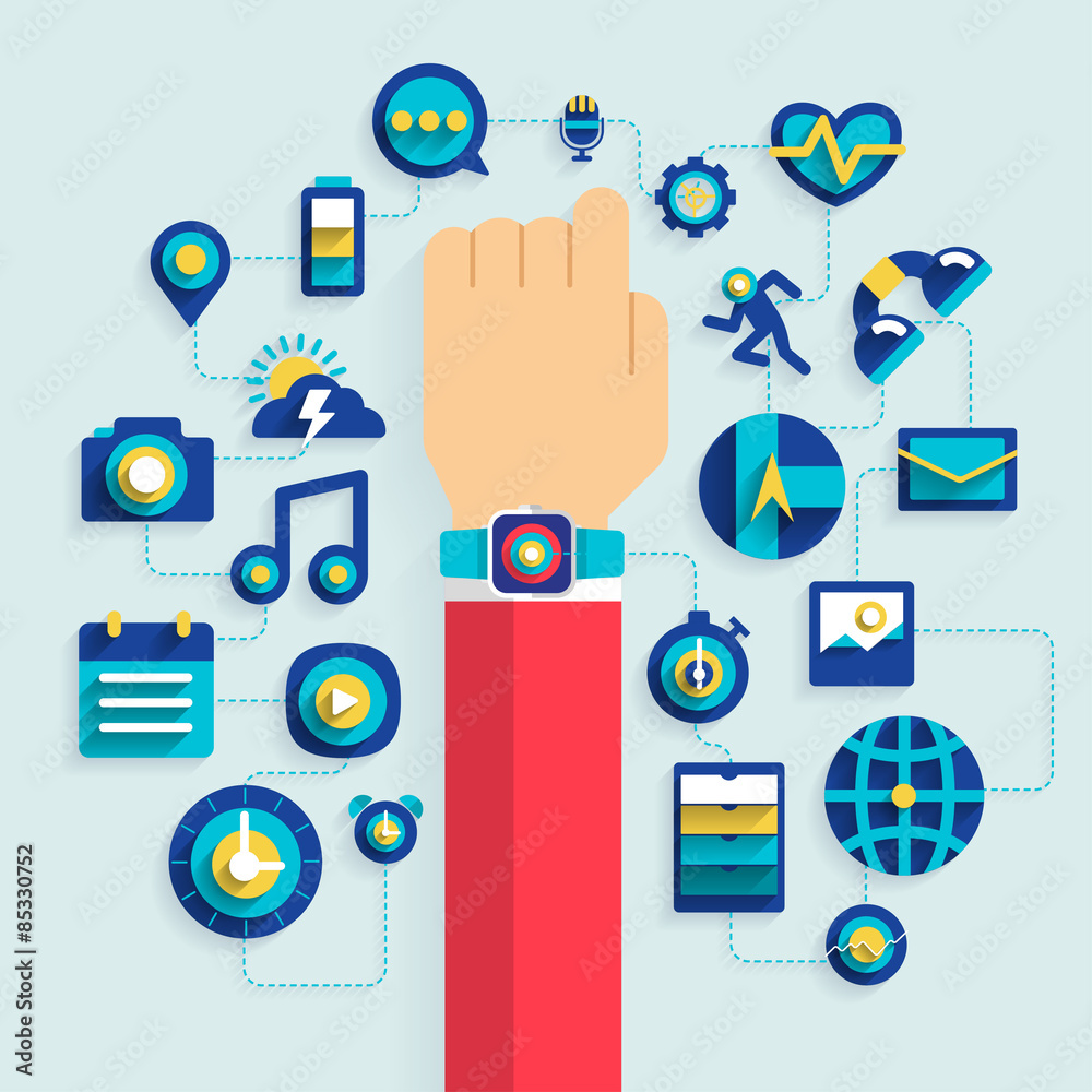 Smart watch and icon for use in application Smart watch and icon for use in application