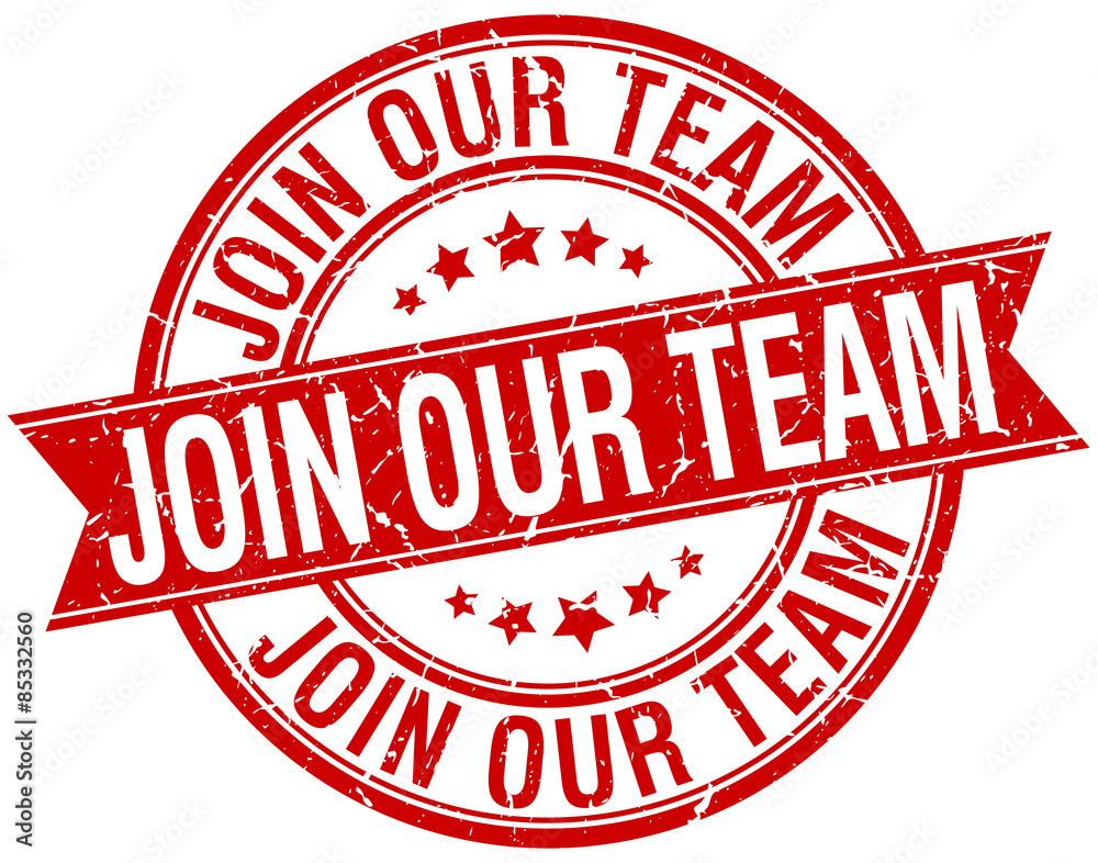 join our team grunge round retro red isolated ribbon stamp join our team grunge round retro red isolated ribbon stamp