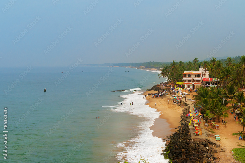 View of the Samudra beach in Kovalam