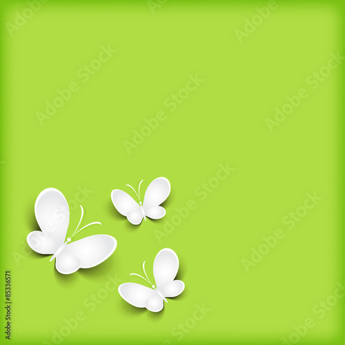 Background with paper butterfly. Vector.