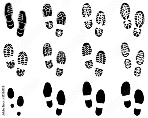 Black prints of shoes, vector Illustration