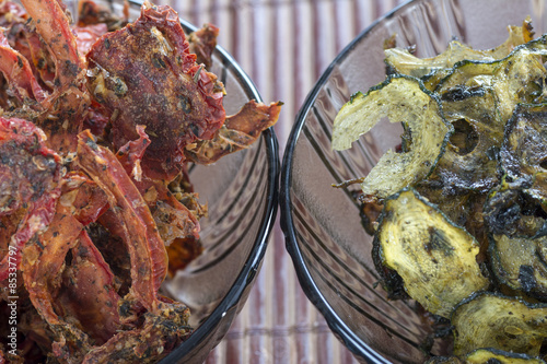 Dried tomatoes and zucchini