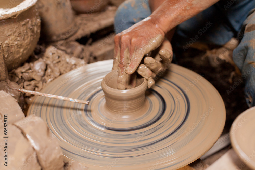 Hands of potter, was produced on range of pot. Hands of potter, was produced on range of pot.
