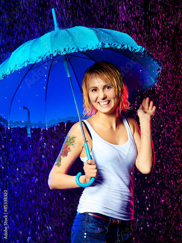 Girl Under Rain photo