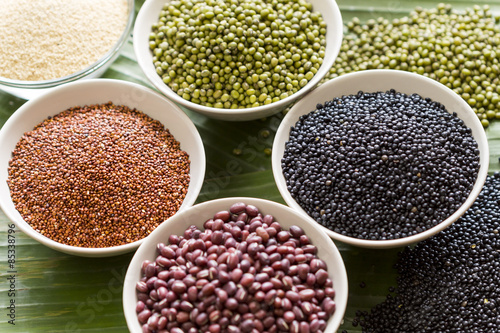 Bowls of different pulses photo