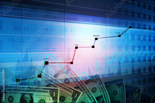 Monetary concept and market analysing graph