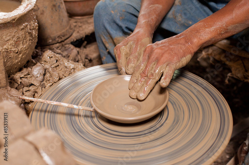 Hands of potter, was produced on range of pot.