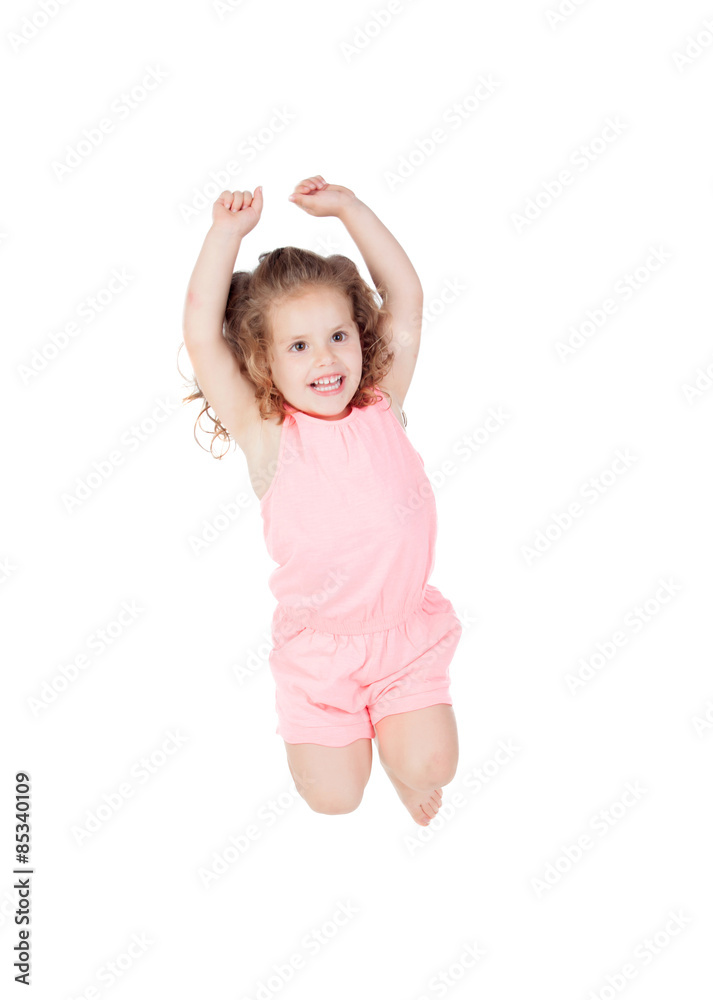 Happy little girl jumping Happy little girl jumping