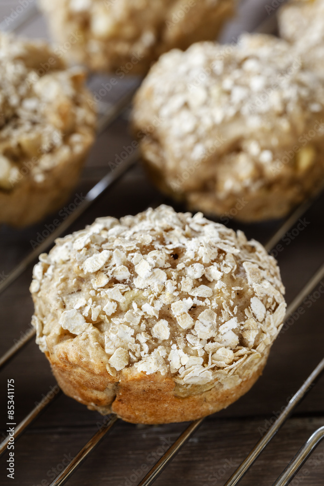 Apple oat muffins on cooling grid Apple oat muffins on cooling grid