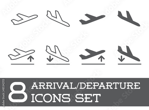 Aircraft or Airplane Icons Set Collection Vector Silhouette
