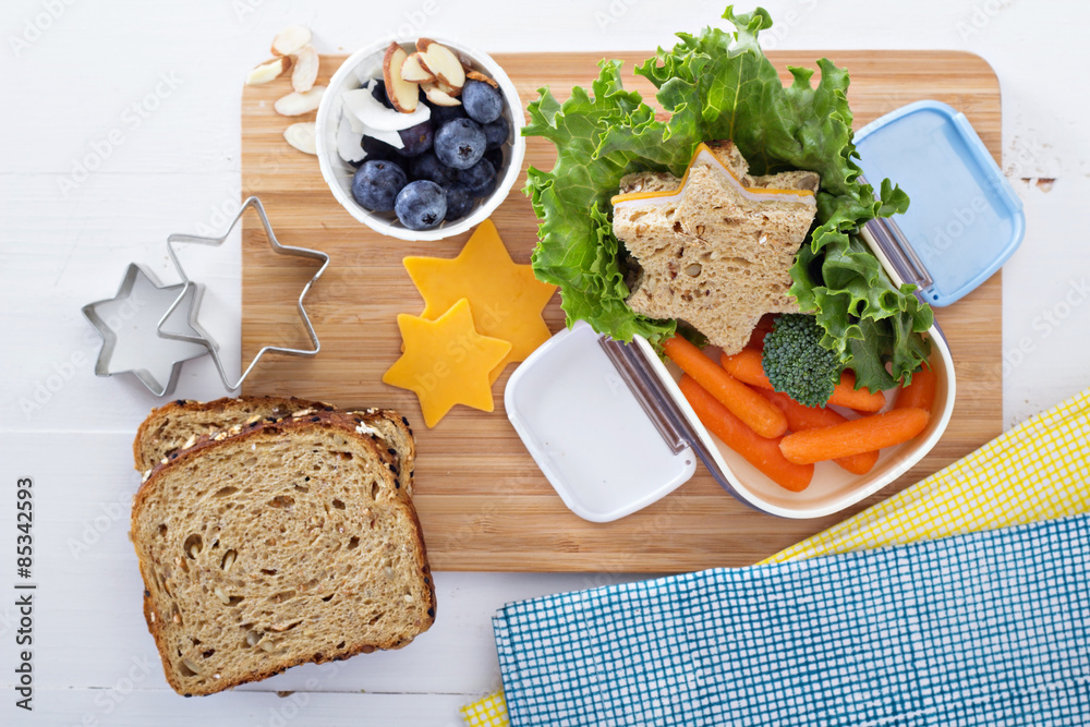 Lunch box with sandwich and salad Lunch box with sandwich and salad