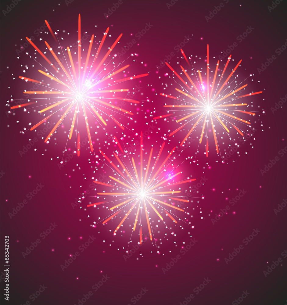 Naklejka premium Glossy Fireworks Background Vector Illustration